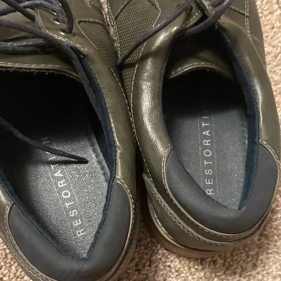 Restoration Hardware Olive Green Leather Lace-Up Oxfords - Picture 5 of 7